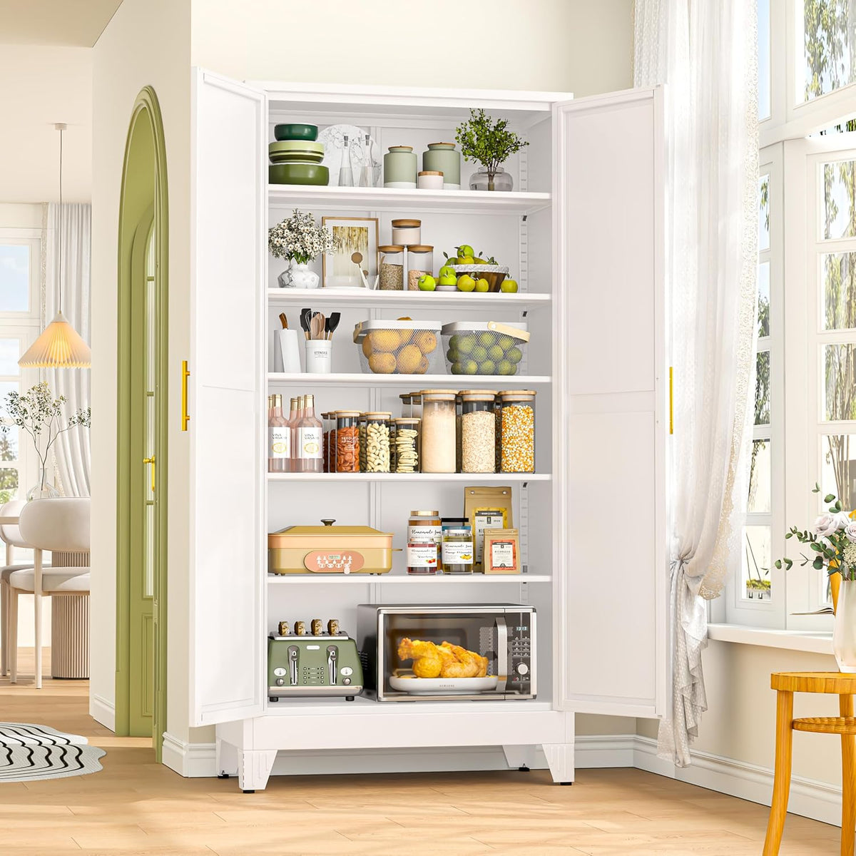 gaious 75.2" tall metal storage cabinet with 2, close-up detail