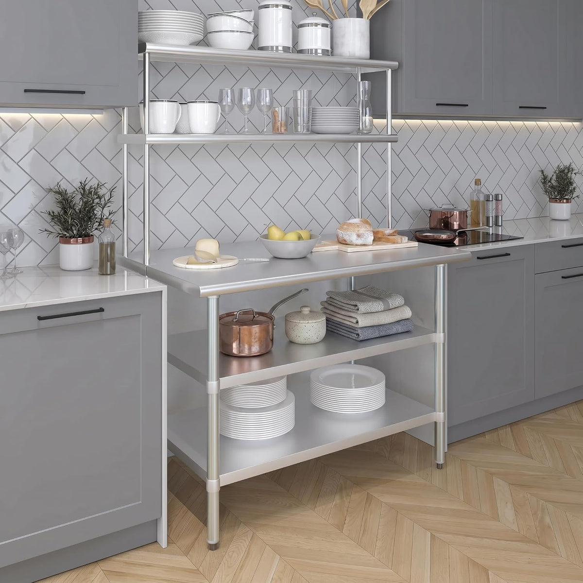Amgood Stainless Steel Work Table with 2 Shelves | 30" x 48" Table ...