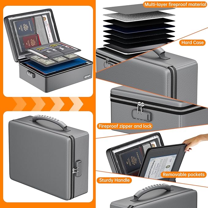 ENGPOW Fireproof Document Box, Hard Case File Box - Image 7