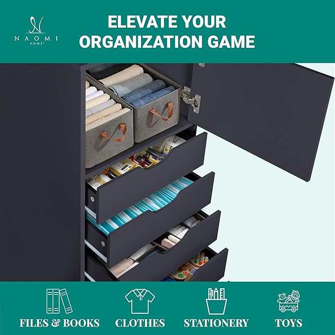 Naomi Home Carly 6-Drawer Craft & Office Storage Cabinet, – Mobile Filing Unit - Image 4