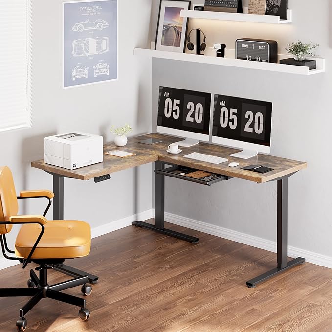 FLEXISPOT L Shaped Standing Desk, 63 x 55 Inch Electric Height Adjustable - Image 2