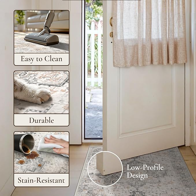 GENIMO Runner Rug 2PCs, Machine Washable Non Slip Vintage Hallway Runner Rug - Image 5