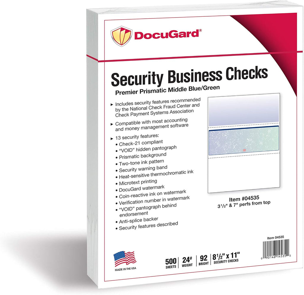 docugard blue/green premier prismatic middle high security check shown in use