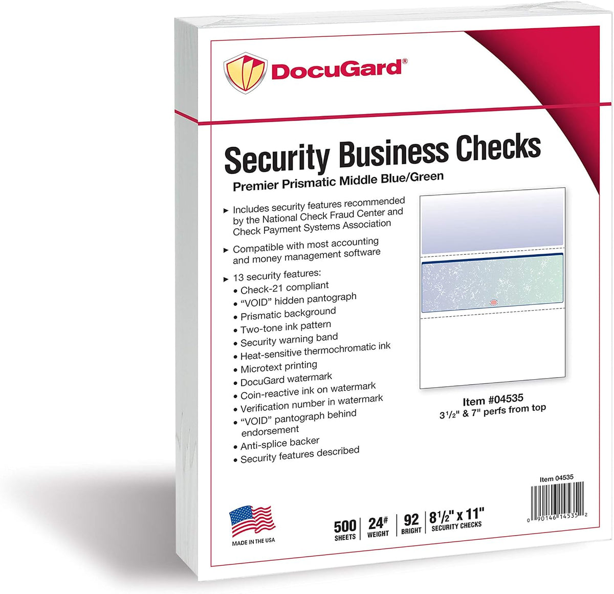 docugard blue/green premier prismatic middle high security check shown in use