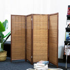 Furnnylane 4 Panel Short Room Divider Screen, Small Bamboo Panel Divider - Image 4