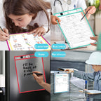 30 Pack Oversized Dry Erase Pockets Sleeves Reusable Ticket Holders, Clear Plastic Sheet Page Protectors, Heavy Duty Work Pockets School Teacher Classroom Office Organization Supplies, 10 Color