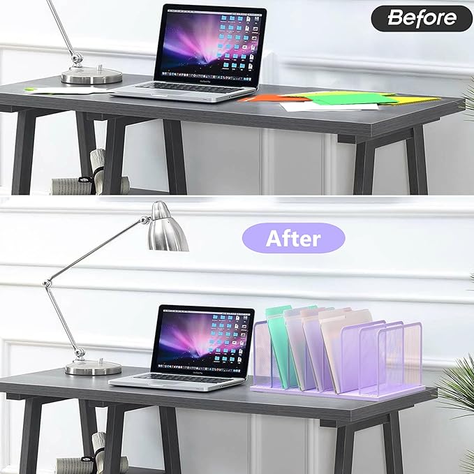 Kuntine.B Desk File Organizer Upright Mesh Desktop Organizer File Sorter Office - Image 4