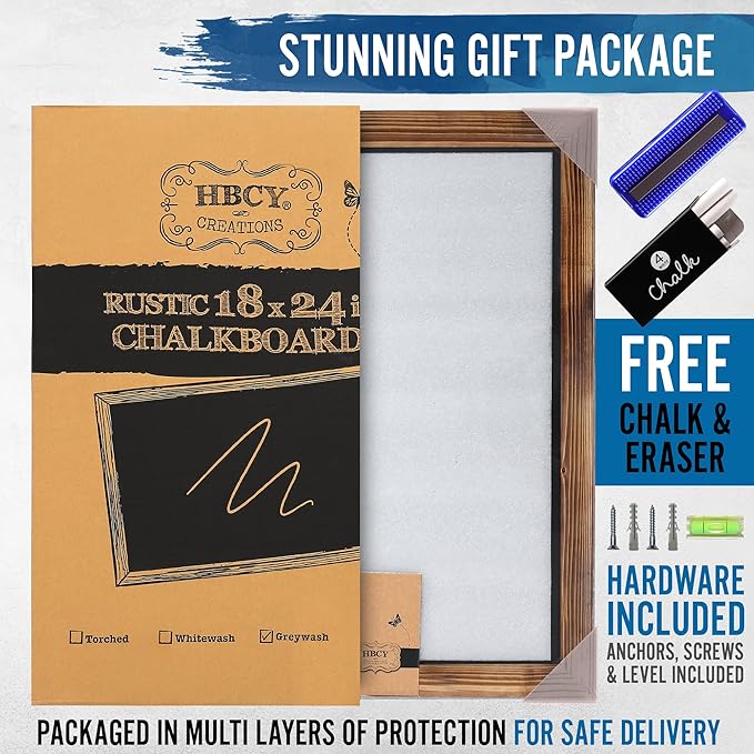 HBCY Creations 11" X 17" Torched Brown Solid Wood Frame Wall Chalkboard - Image 7