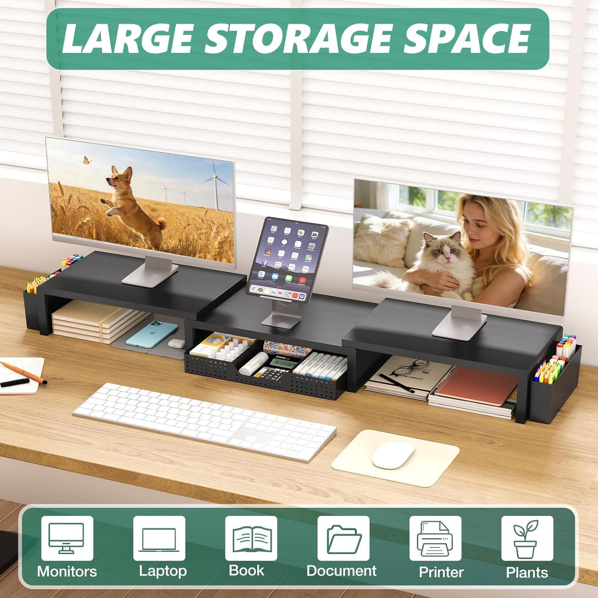 OPNICE Desk Organizer and Accessories, Computer Monitor Stand Riser with Draw...