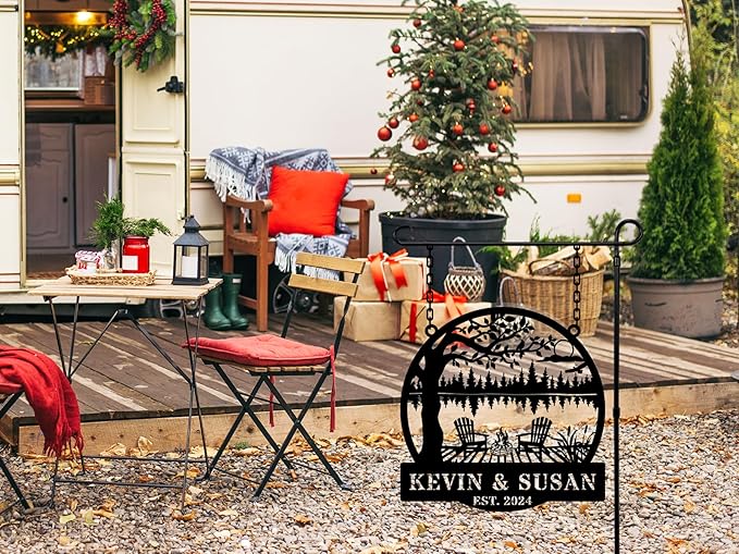 Personalized Mountain Campfire Sign, Custom Fire Pit & Campsite Decor, Metal - Image 5