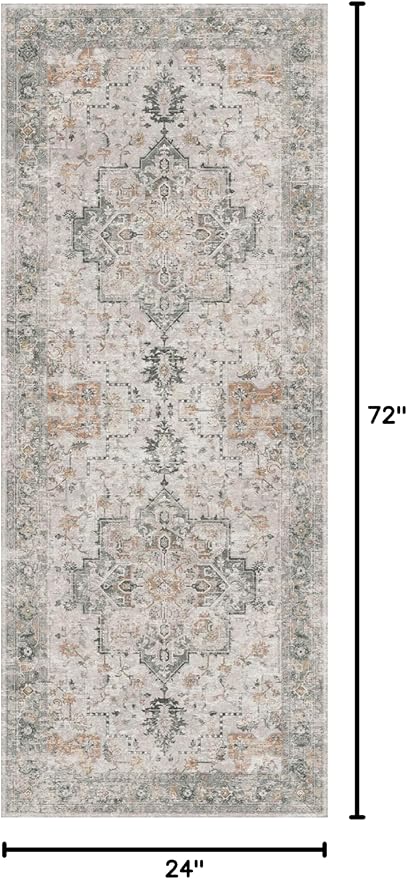 GENIMO Runner Rug 2x6 Non Slip Machine Washable Vintage Hallway Runner Rug - Image 2