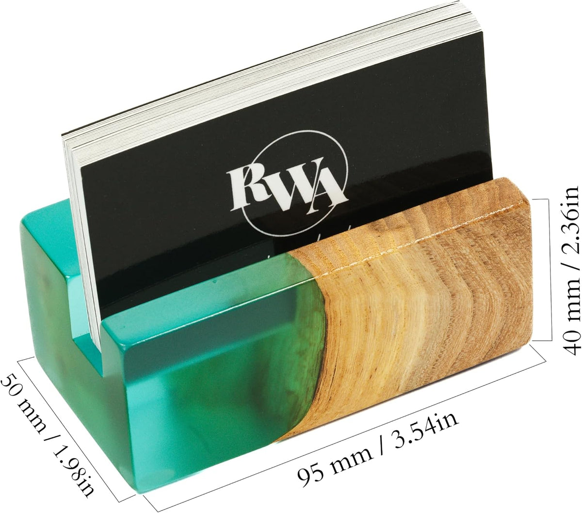 RWA Business Card Holder for Desk - ELEMENT aqua/dark