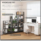 4NM No Assembly Folding Bookshelf Storage Shelves 4 Tiers Vintage Bookcase - Image 5