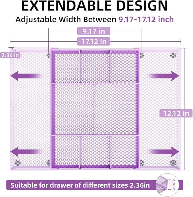 Marbrasse Expandable Desk Drawer Organizer, Mesh Drawer Organizer Tray - Image 2
