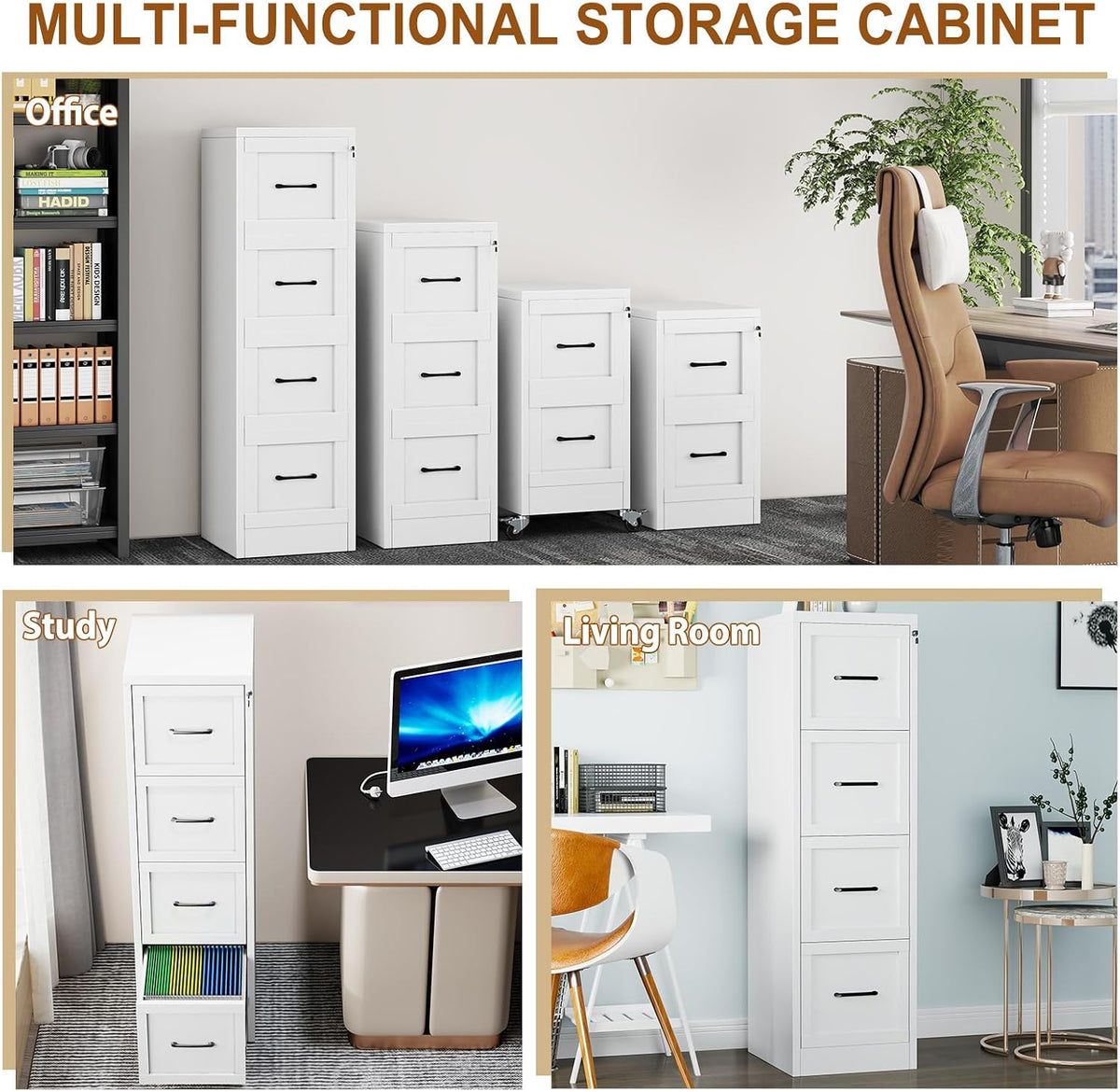 4 drawer metal file cabinet with lock,narrow vertical, view 9