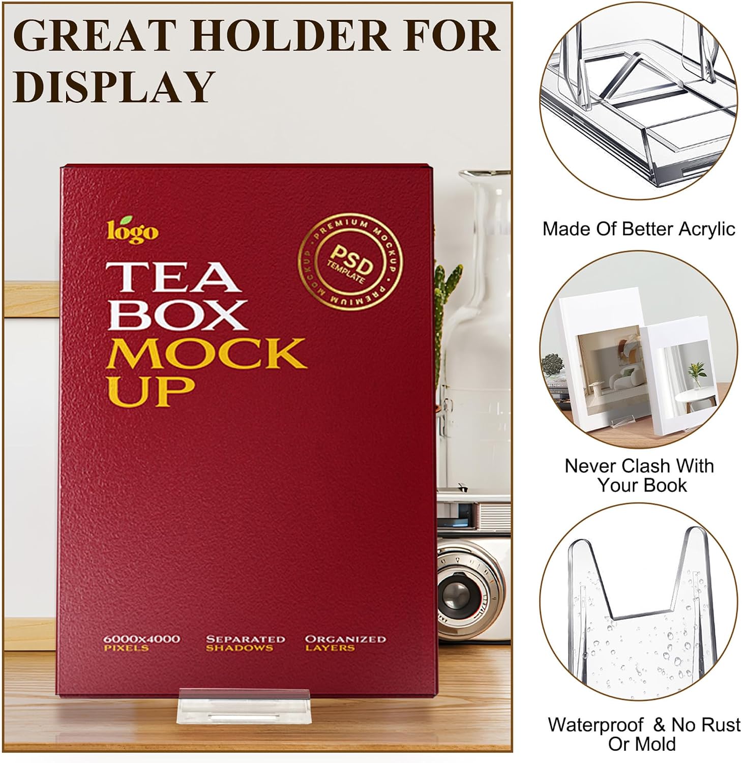 12 Pack Clear Acrylic Adjustable Desktop Book Stand & Display Easel for Tablet Phone Clutch Bag Plate Artwork Magazine Picture Comic Album CD Postcard - Home Office Back to School