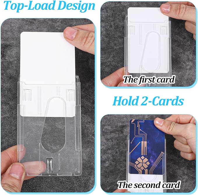32 Pack Vertical 2-Card ID Badge Holde, Heavy Duty Plastic Badge Holders - Image 3