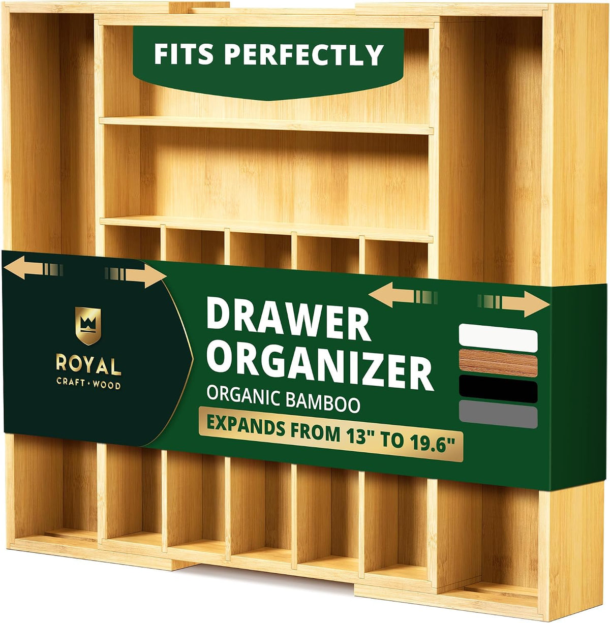ROYAL CRAFT WOOD Luxury Bamboo Kitchen Drawer Organizer for Kitchen Organizat...