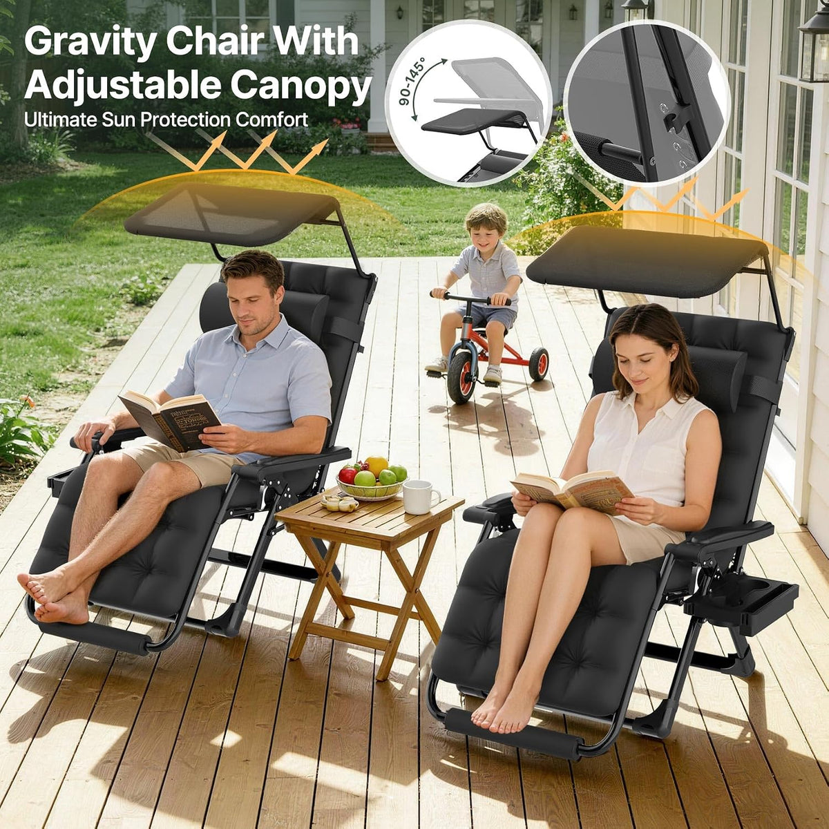 Suteck Zero Gravity Chair with Canopy, 29In XL Oversized Lounge Chairs