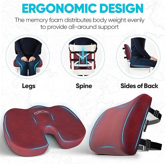 FORTEM Seat Cushion, Office Chair Cushion, Lumbar Support Pillow - Image 6