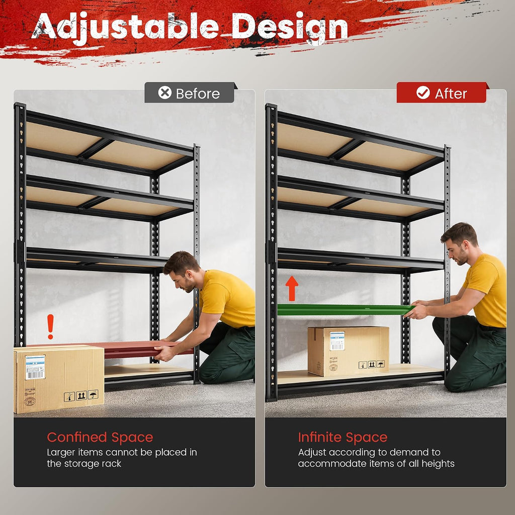 reibii 2 pack garage shelving for basement, heavy, package contents