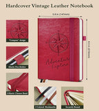 PAIBAS Lined Journal Notebook for Women Men, 160 Pages, A5 Hardcover Vintage - Image 2