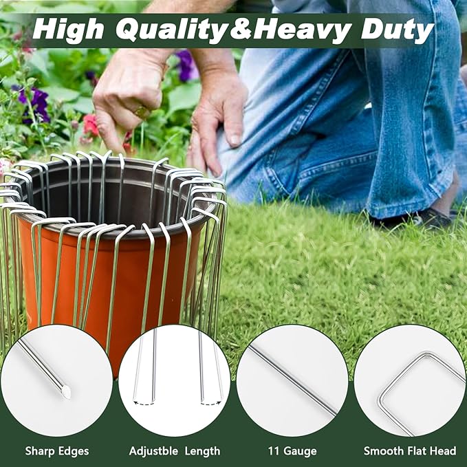 FEED GARDEN 6 Inch 200 Pack Galvanized Landscape Staples 11 Gauge Anti-Rust - Image 5