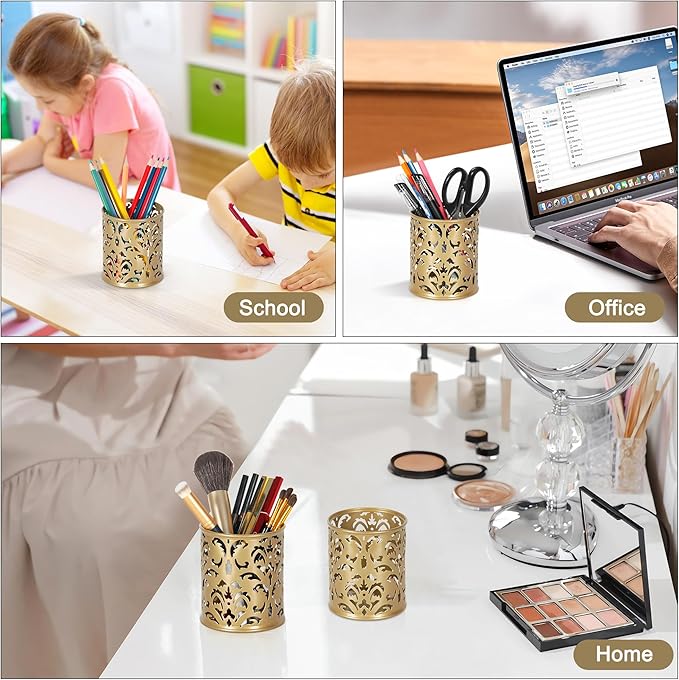 EasyPAG Gold Pen Holder for Desk, 2 Pack Round Pen Organizer, Brush Holder for - Image 7