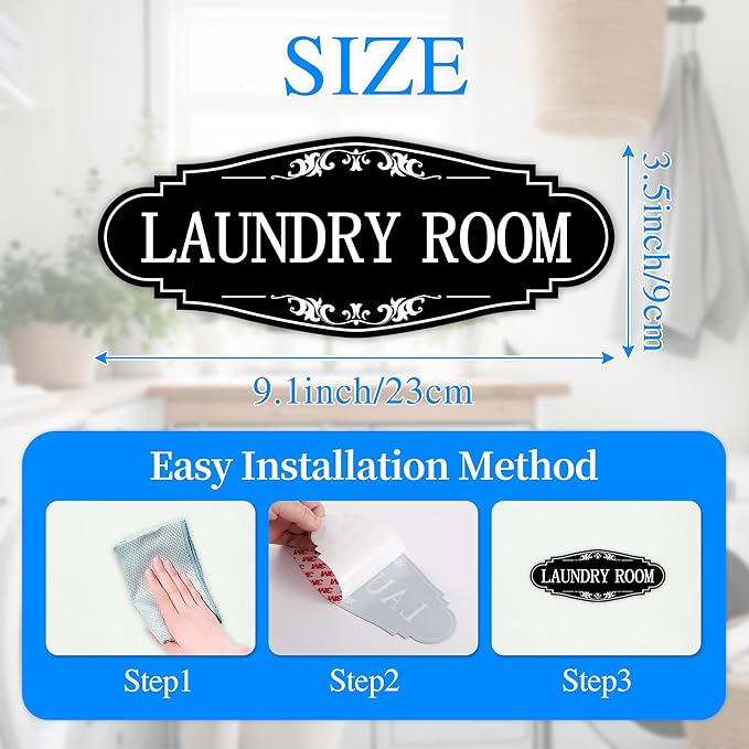 Laundry Room Door Sign for Business and Home，Self-adhesive Waterproof Cute - Image 2