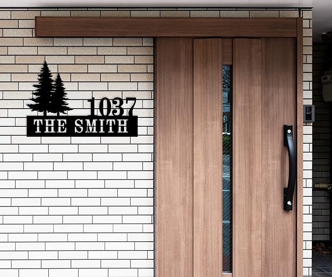 Personalized Pine Trees House Number Metal Sign Custom Address Metal Signs - Image 3