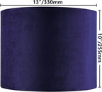 GO&SO Dark Blue Velvet Drum Lamp Shade Set of 2 Medium 13" Top x 13" Bottom x - Image 2