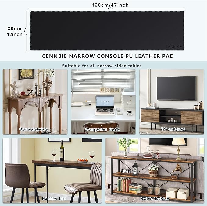 CENNBIE Console Table Cover, Leather Sofa Table Cover, Narrow Console Table - Image 2