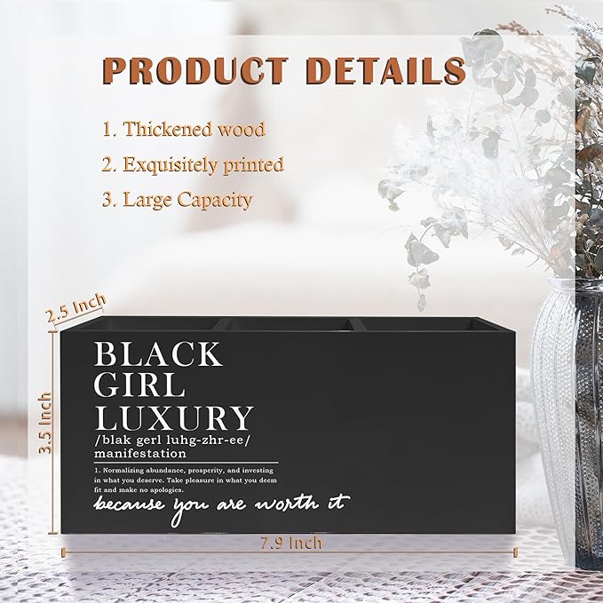 Exqcom Black Girl Luxury Inspirational Pen Pencil Holder, Desk Accessories Gifts - Image 6