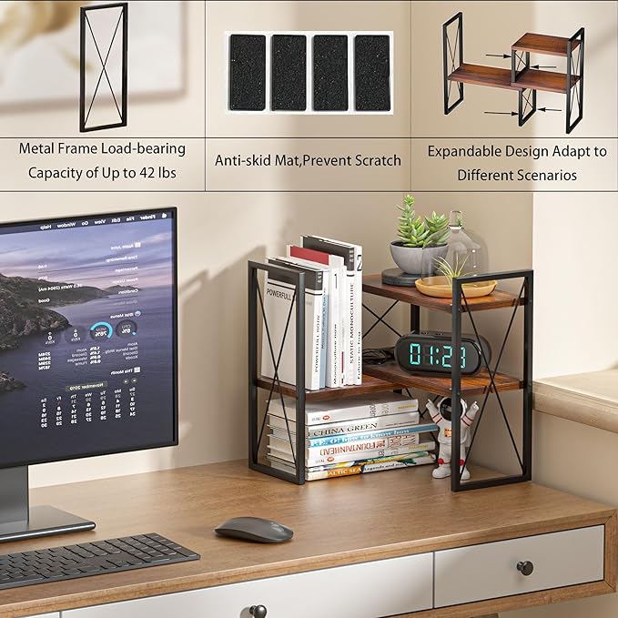 Yelinkws Desktop Shelf Organizer, Small Bookshelf - Image 6
