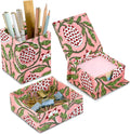 ridhi strawberry pink block print desk organizer pen, main product view