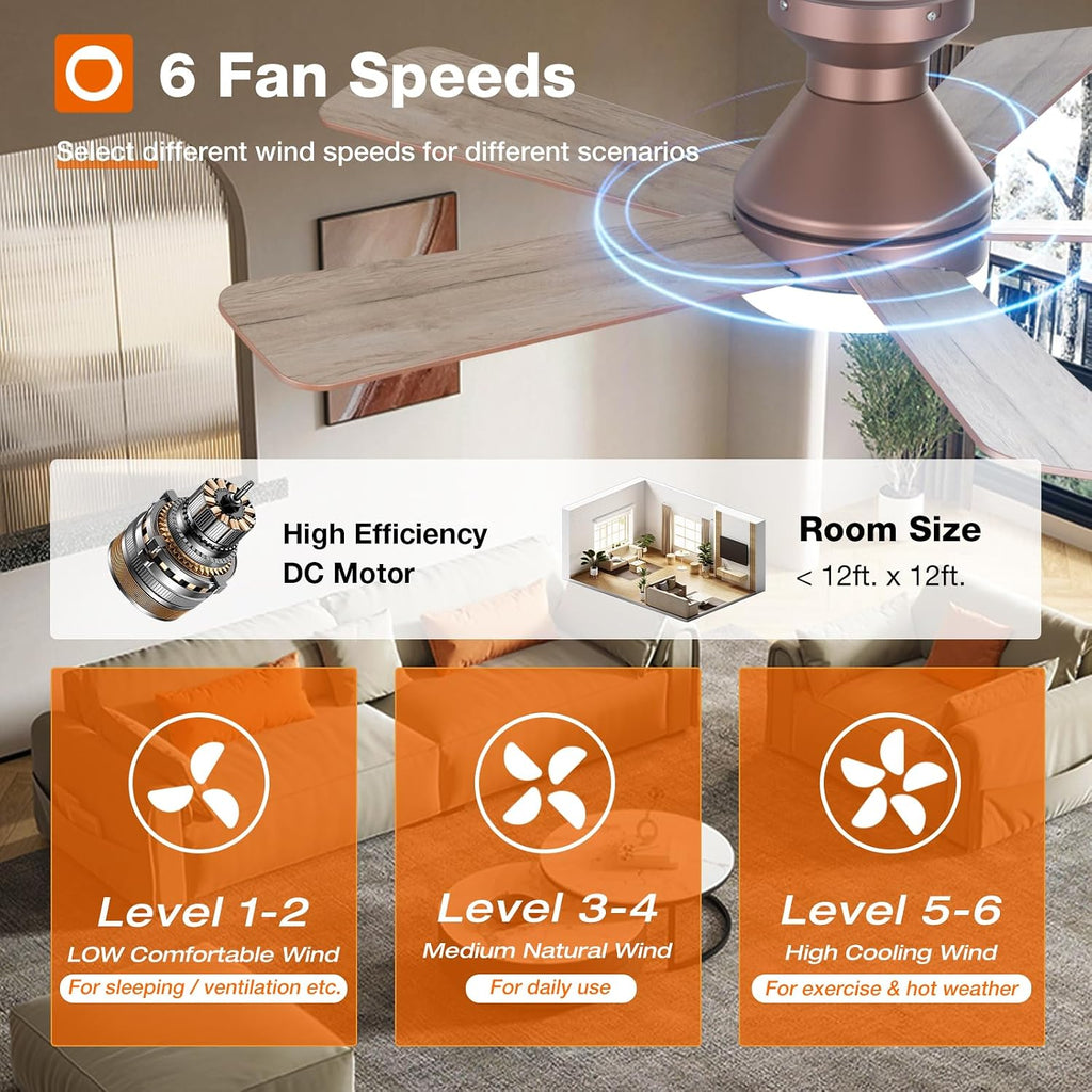 addlon 42 inch brown low profile ceiling fans, close-up detail