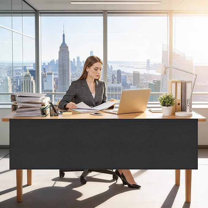 HolyMaji 60" Under Desk Privacy Panel Self-Adhesive Modesty Panel 600D Heavy - Image 6