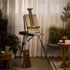 french easel for painting: deluxe beech wood plein, front angle view