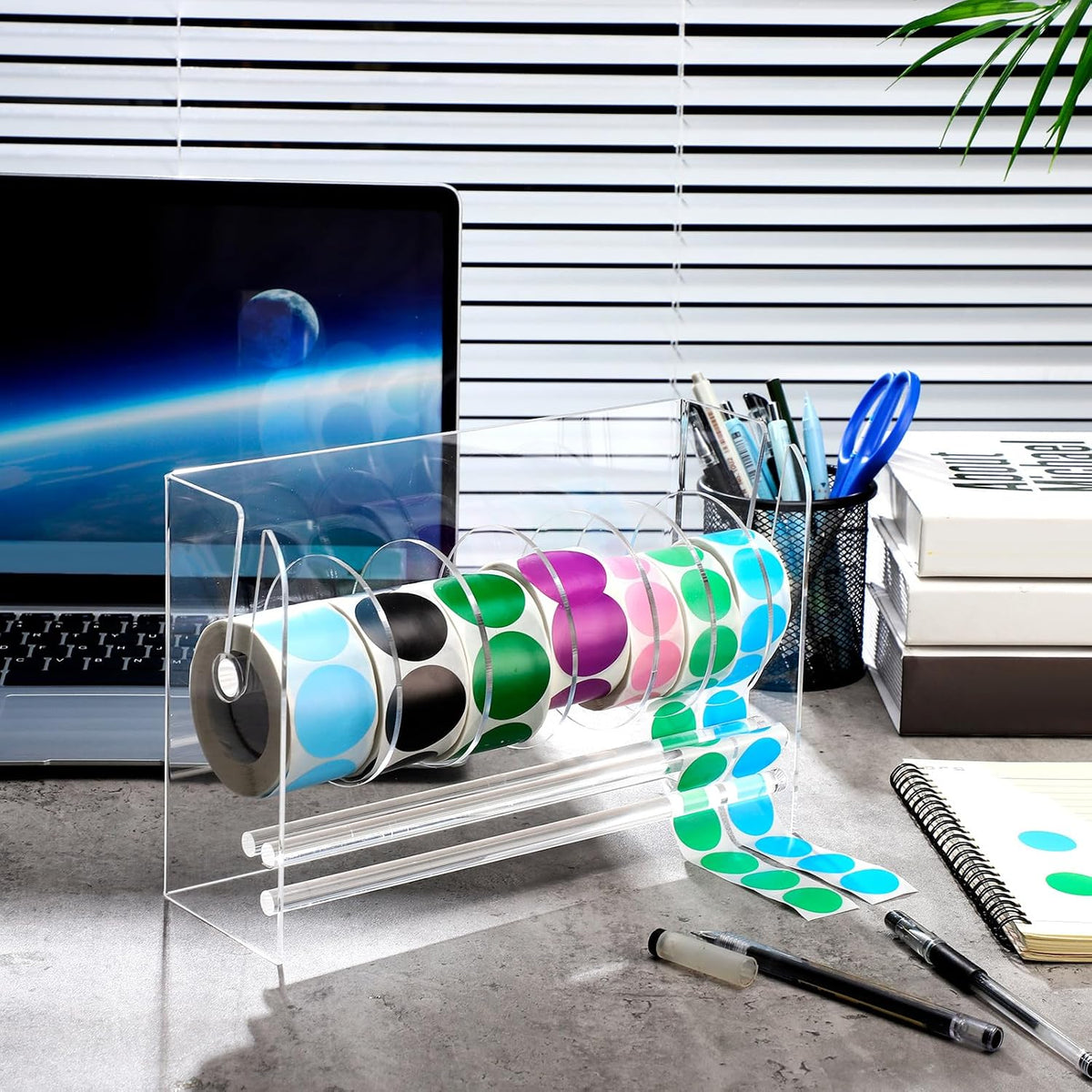 qilery sticker holder organizer dispenser acrylic roll label,7, close-up detail