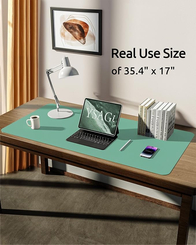 YSAGi Leather Desk Protector, Office Mat, Large Mouse Mat, Non-Slip PU Leather - Image 5