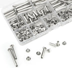 120 Pieces M5 x 5/10/15/25/35/45mm Chicago Screw Binding Screws Posts Assortment Kit for DIY Leather Bookbinding Crafts