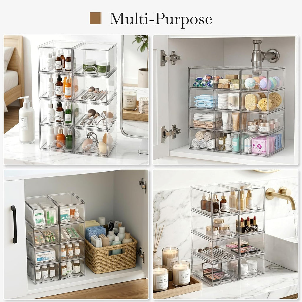 small clear stackable acrylic storage boxes & drawers, view 9