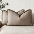 Foindtower Set of 2 Decorative Linen Fringe Lumbar Throw Pillow Covers Boho by Foindtower