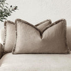 Foindtower Set of 2 Decorative Linen Fringe Lumbar Throw Pillow Covers Boho by Foindtower