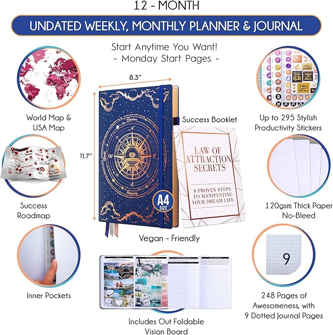 Life Planner - Undated Weekly & Monthly Planner, 12-Month Journey to Increase - Image 2