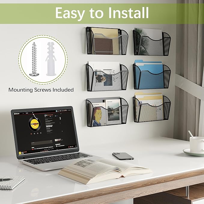 EasyPAG 6 Single Pocket Wall File Organizer, Mesh Hanging File Folder Organizer - Image 5