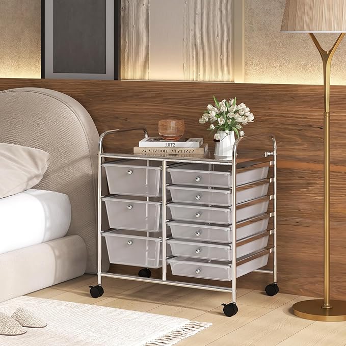 LDAILY 9 Drawer Rolling Storage Cart, Rolling Cart - Image 7