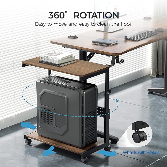 EUREKA ERGONOMIC PC Stand Computer Cart, Height Adjustable Tower Stand 2-Tier - Image 9