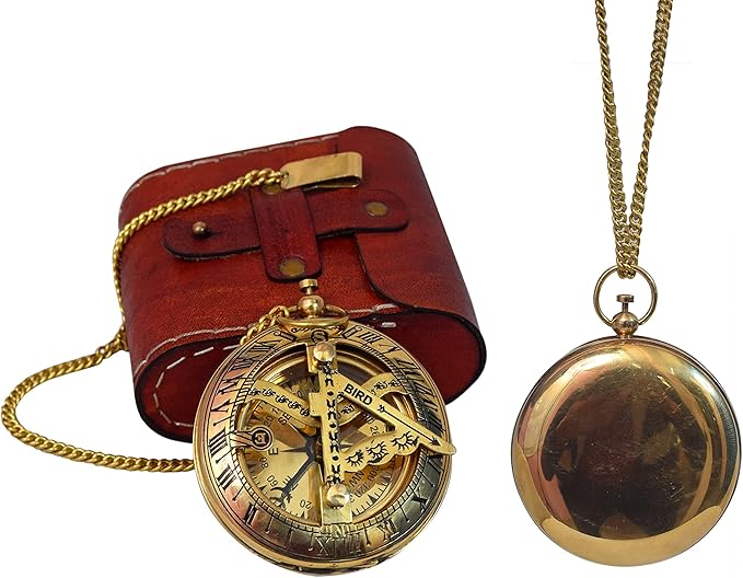 Handcrafted Vintage Brass Sundial Compass – Antique Nautical Sun Clock - Image 3