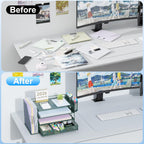 gianotter 4-tier desk organizer with drawers, file holders shown in use